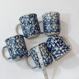 Vintage Folk Craft Sponge By Tienshan Sponge ware Lot 5 Pc  Coffee Mugs